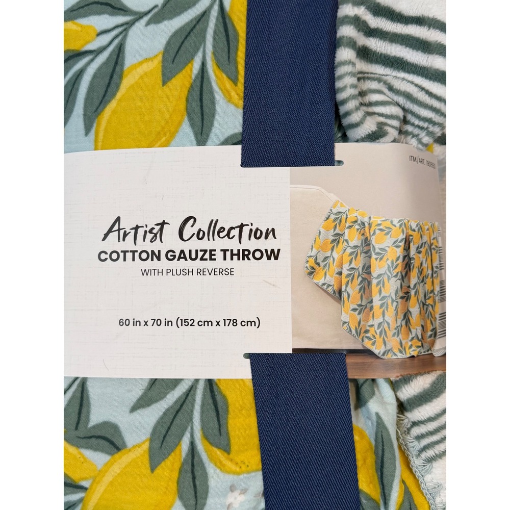Artist Collection Cotton Gauze Throw Lemon 60x70 Cottagecore Lightweight Kitchy